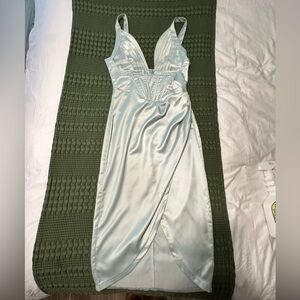 Mint green satin dress
